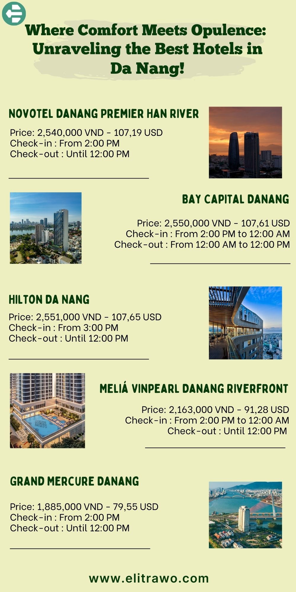 Infographic of best hotels in Da Nang