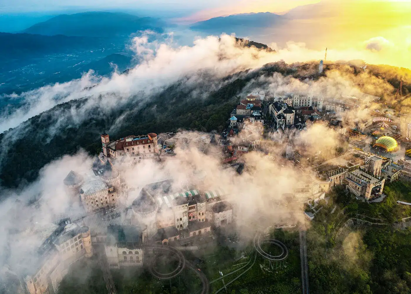 Ba Na Hills is immersed in a sea of clouds