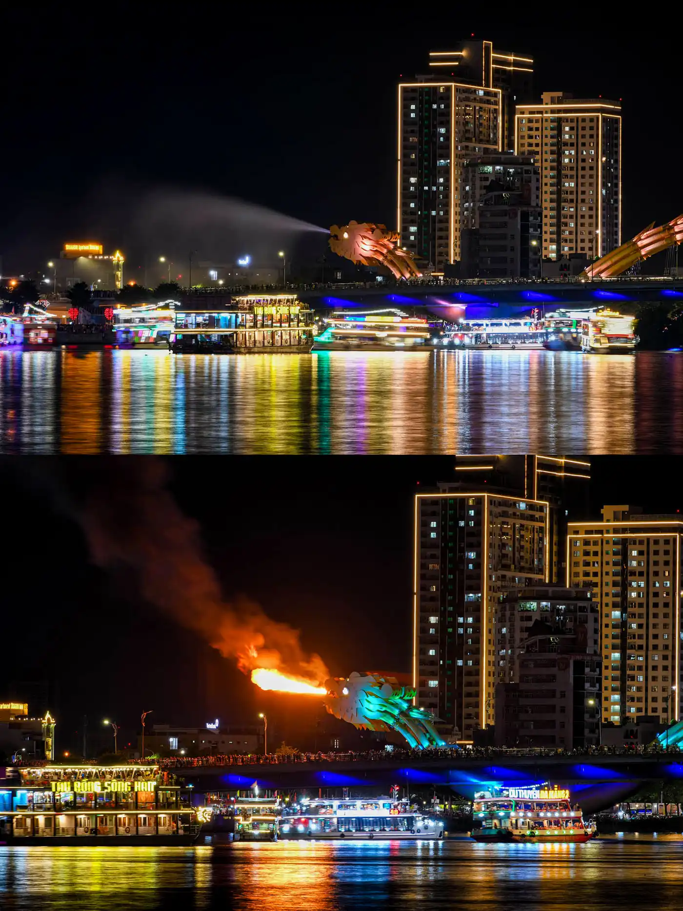 Dragon Bridge spits fire and water