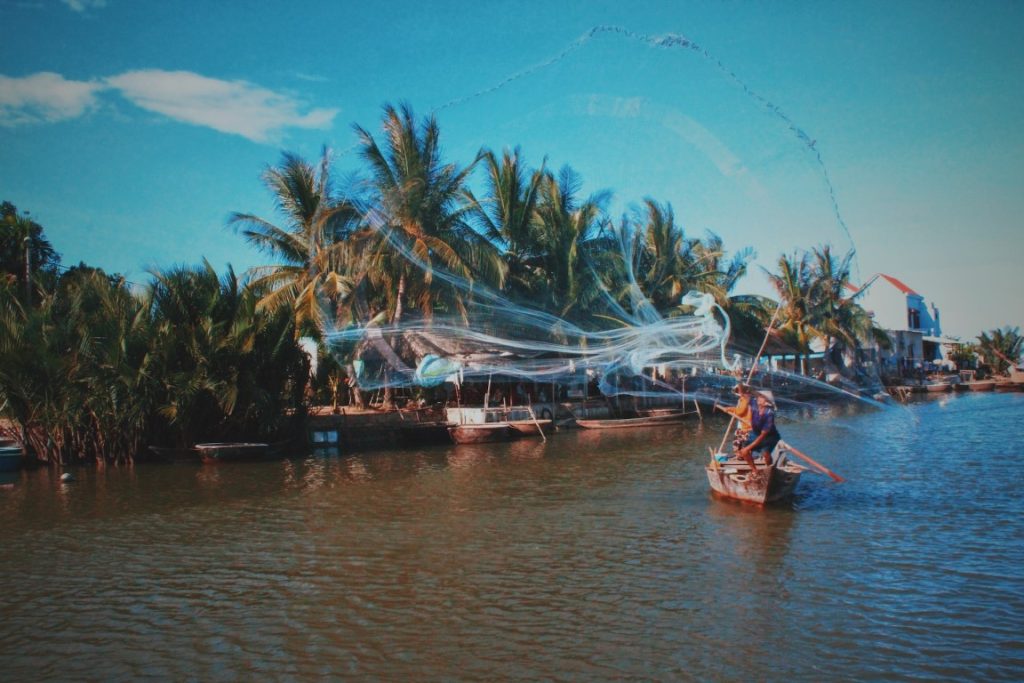 Fishing activities in Bay Mau coconut forest