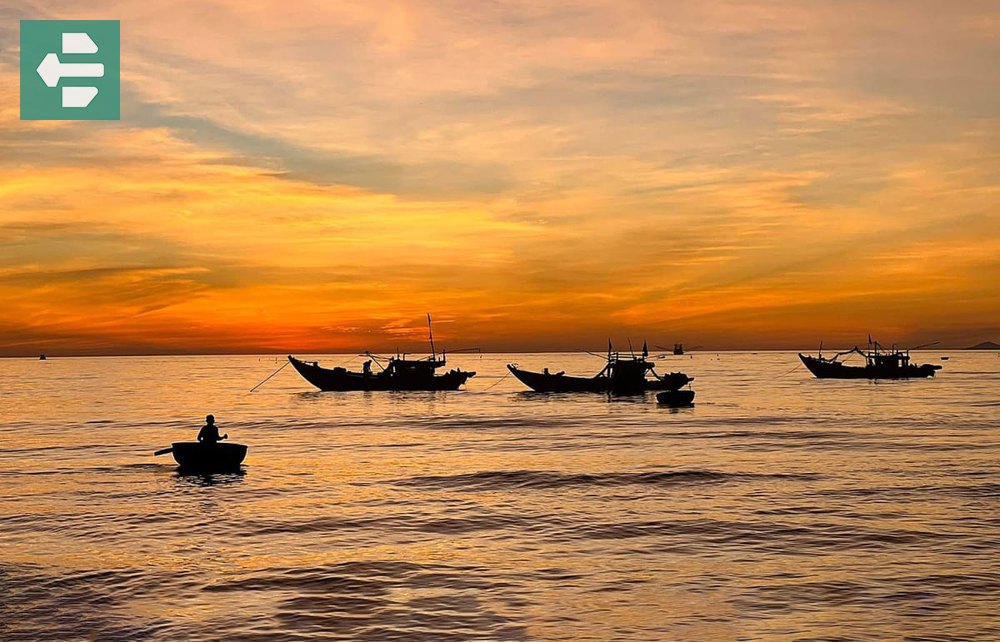 Golden Sunrise Fishing Boats At Man Thai Beach