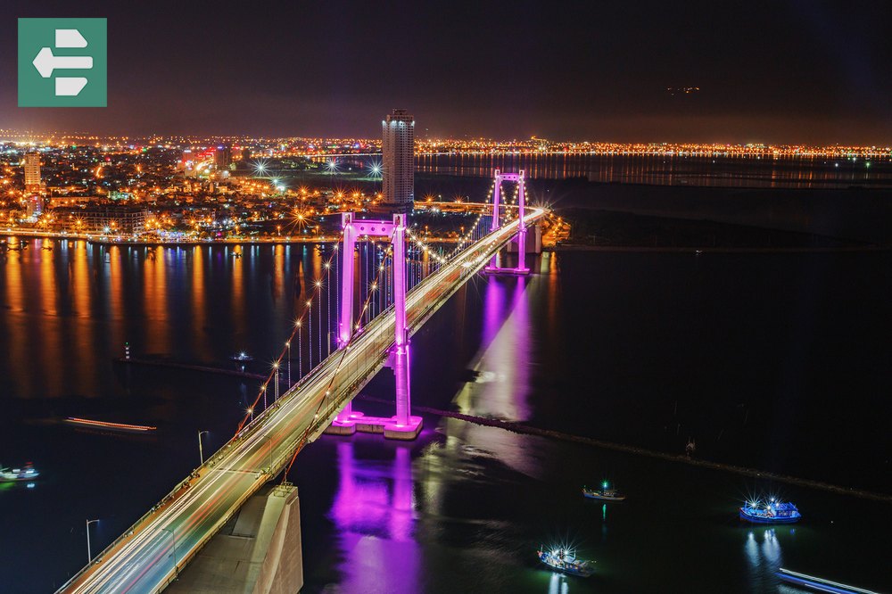 Night Thuan Phuoc Bridge Illuminated Bridge Cityscape