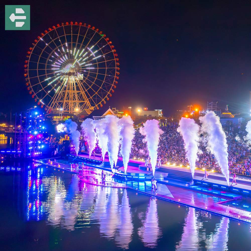 Night Water Show Ferris Wheel Of Da Nang Downtown