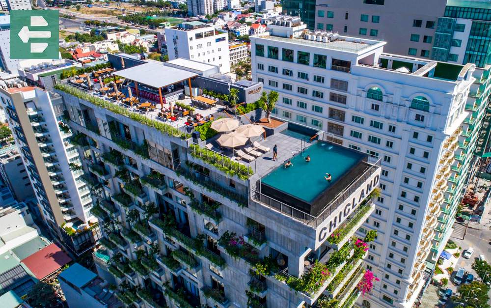 Chicland Danang Beach Hotel viewed from above