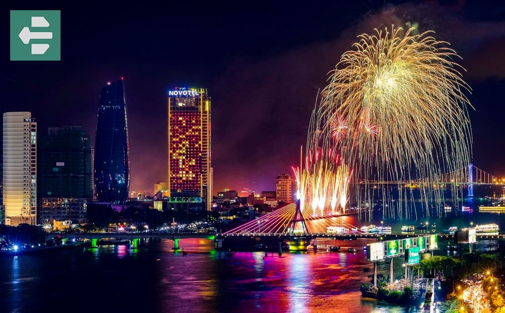 Novotel Danang Hotel at Night from Above