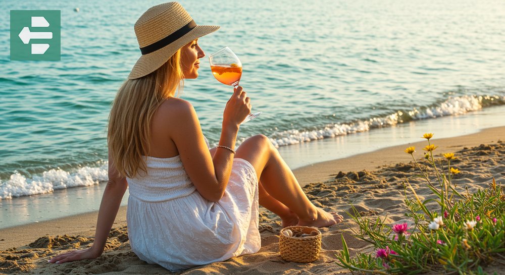 Summer sunshine and beach wine