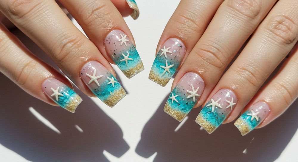Beach Starfish Nail Art Design
