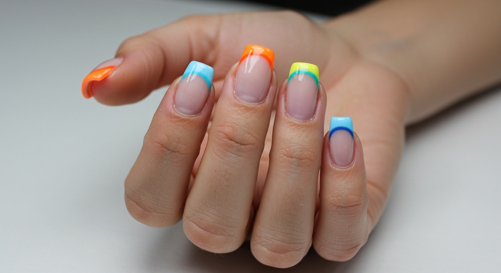 Colorful French Tip Manicure Design