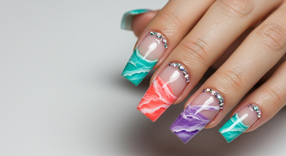 Marble Water Nail Art Design