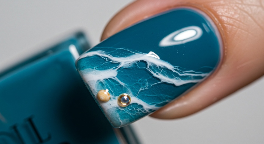 Ocean Waves Nail Art Design