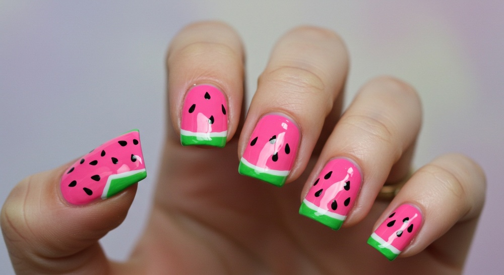 Watermelon Inspired Nail Art Design