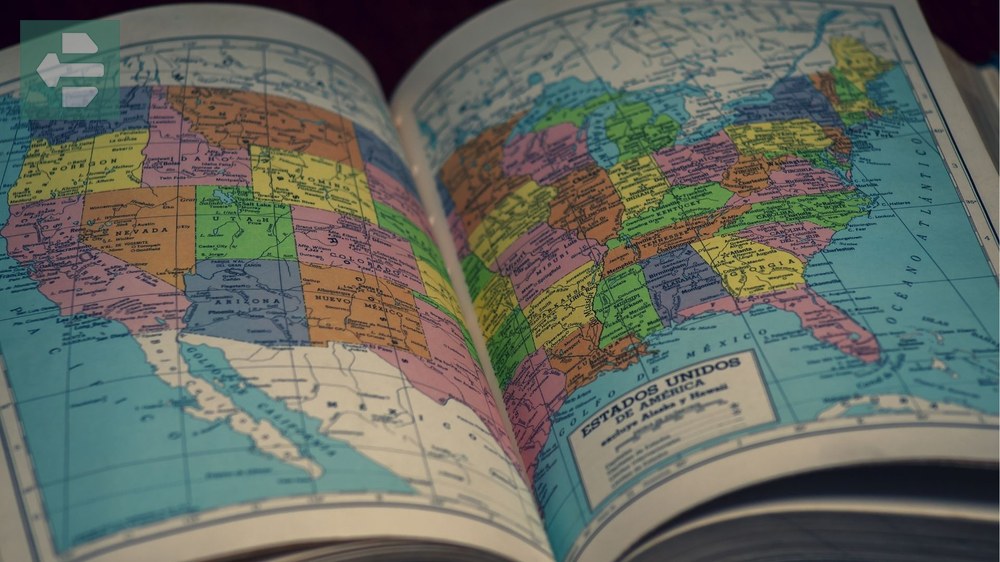 Physical road atlas or map