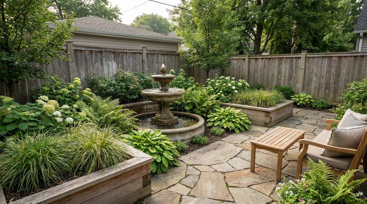 1 small garden fountain