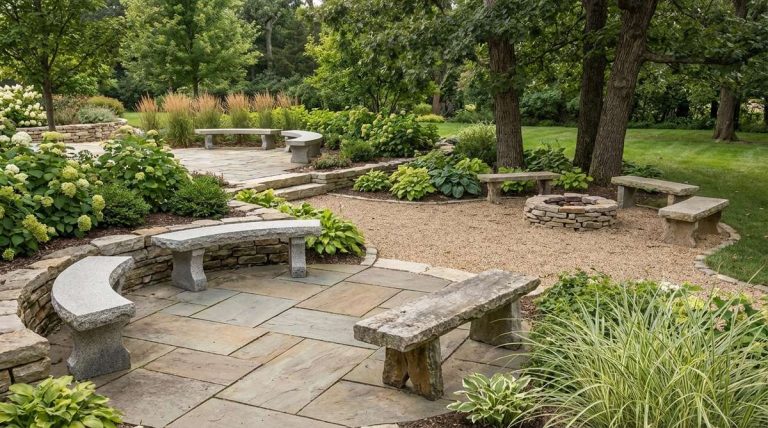 1 stone garden bench