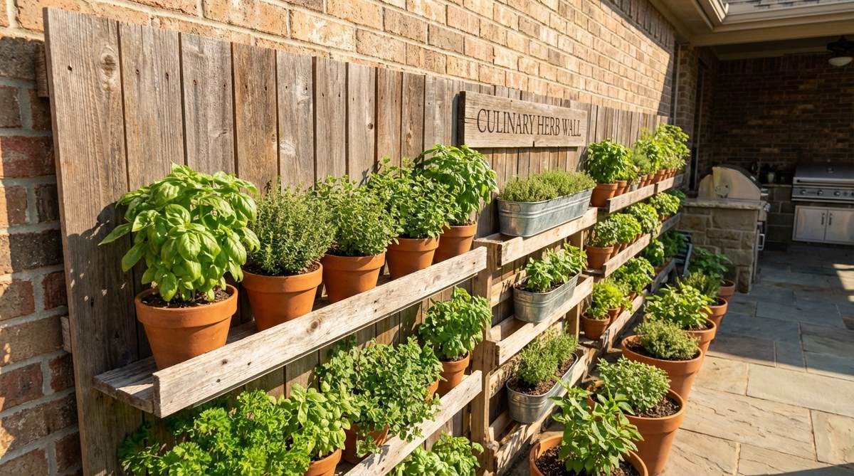 vertical herb garden wall