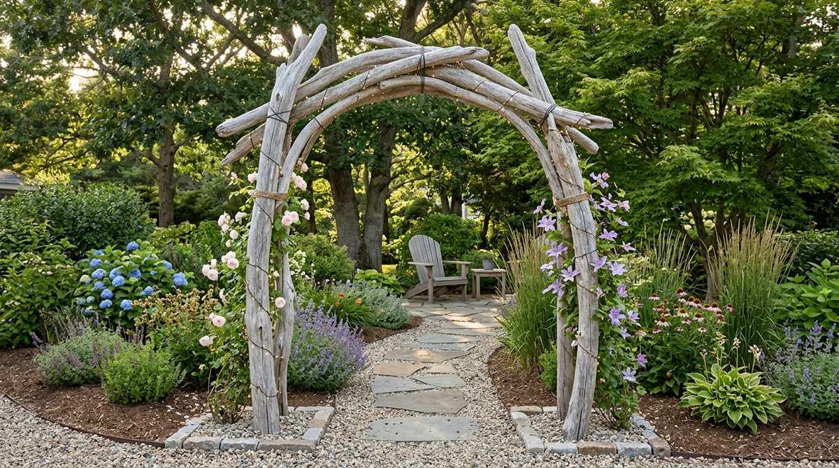 driftwood garden arch