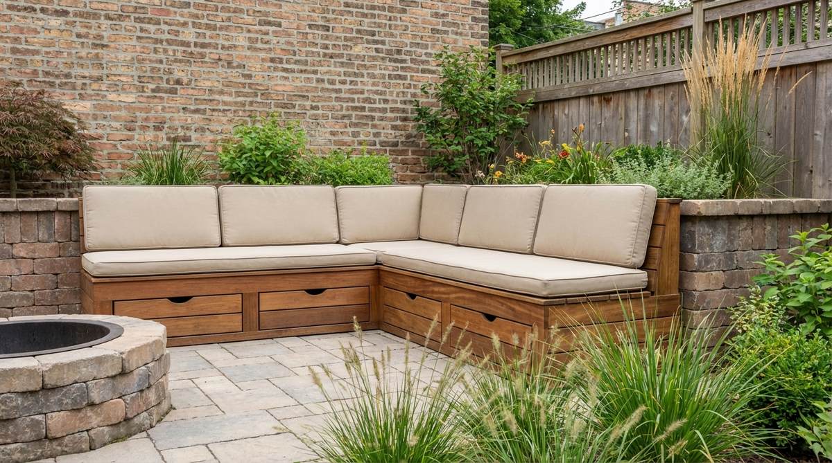built in corner bench