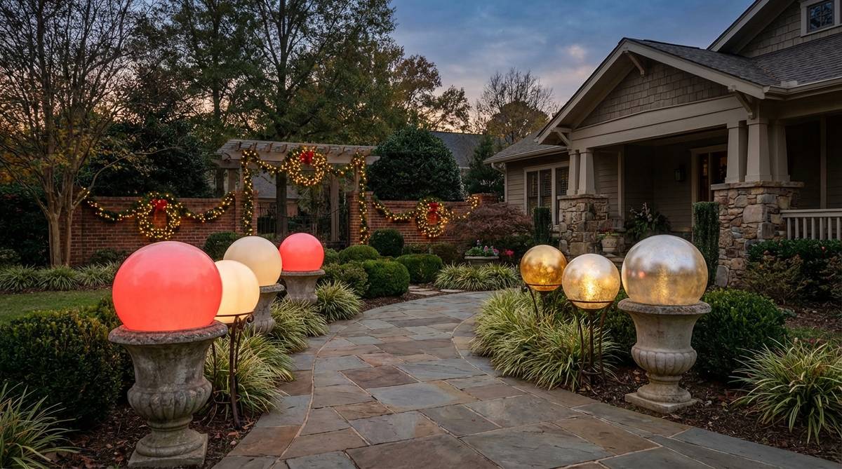 glowing ornament pathway