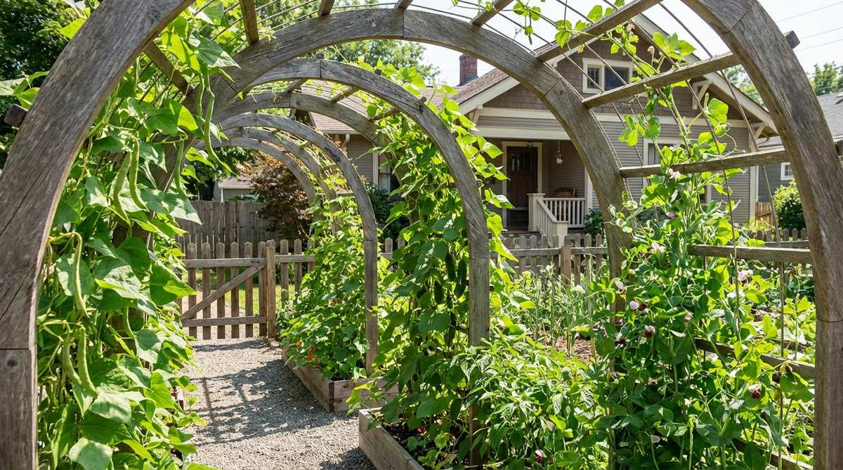 trellis arches for climbing vegetables