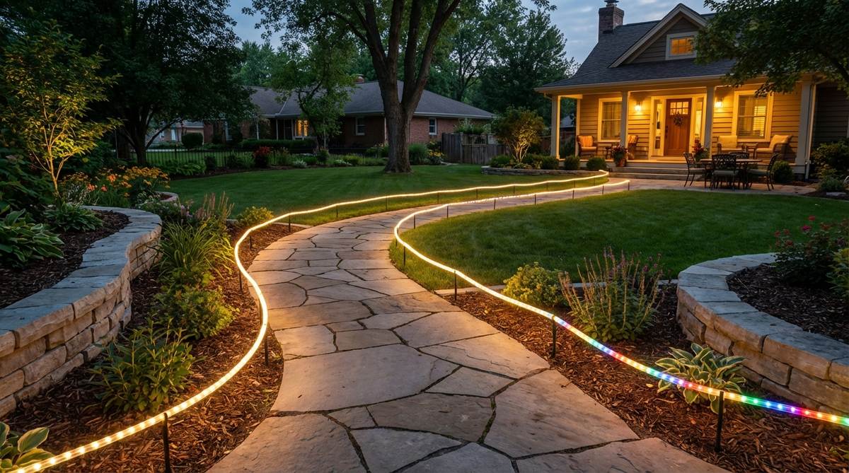 rope light pathway borders