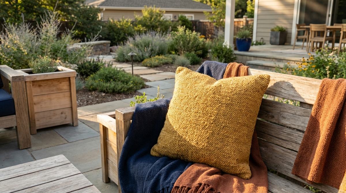 A boho decor pillow featuring a golden mustard yellow color in a textured weave pattern. This pillow adds sunshine warmth and retro bohemian flair to any space, with its nubby texture preventing the bold color from appearing flat. Perfect for energizing neutral color schemes, it pairs exceptionally well with navy, rust, and natural wood elements. Position to catch light for maximum warming effect.