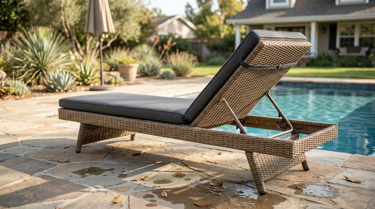 A stylish rattan sun lounger with adjustable angles, perfect for boho garden furniture. The woven surface allows quick drainage after pool use or rain, while the natural material stays cooler than metal in direct sunlight. Ideal for creating resort-style aesthetics in outdoor spaces.