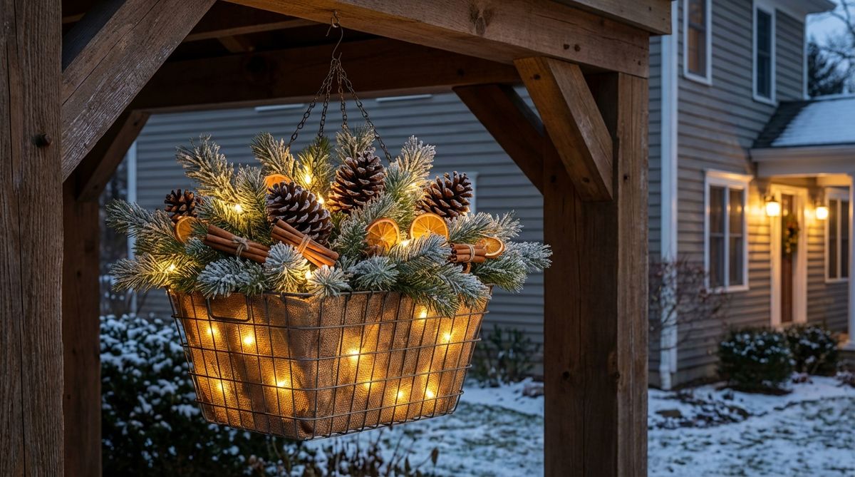 illuminated wire basket planters