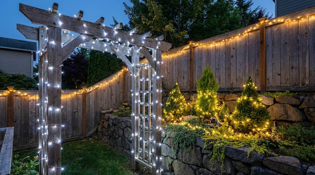 Battery-operated micro LED string lights on thin copper wire, ideal for wrapping around structures, draping from arbors, or nestling within plantings in a fairy garden. Features nearly invisible wire to maintain scale, with options for cool white LEDs to mimic moonlight or warm white for cozy evening ambiance. Perfect for creating festival lighting effects by winding around door frames, along fence tops, or through miniature tree branches.