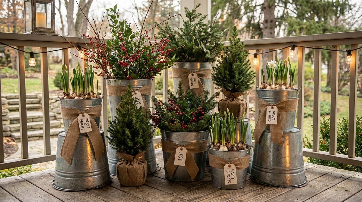 galvanized bucket groupings