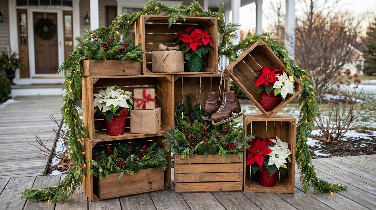 stacked crate planter displays