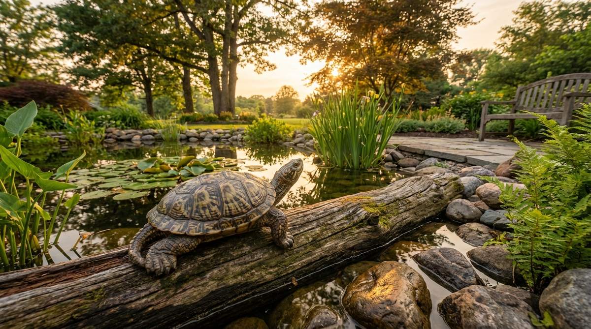 turtle on log