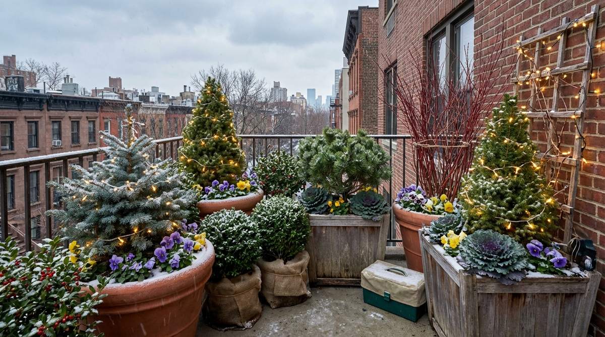 winter evergreen structure