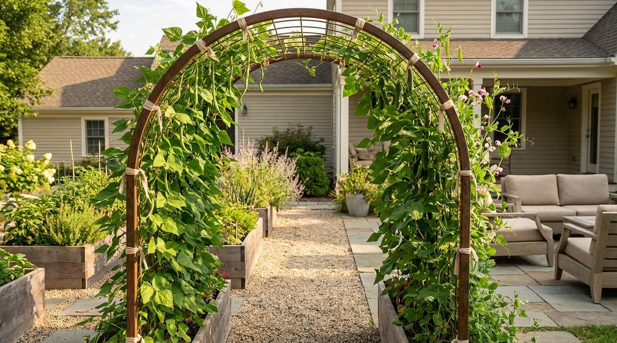 trellis arches for climbing vegetables