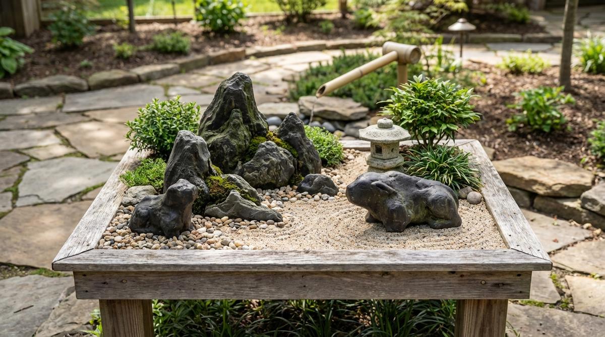 A collection of authentic, naturally shaped suiseki stones hand-selected for a miniature zen garden. These viewing stones resemble mountains or animals, each uniquely collected from riverbeds and mountains, showcasing centuries-old Japanese stone appreciation practice.