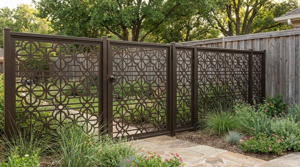 laser cut metal pattern gate