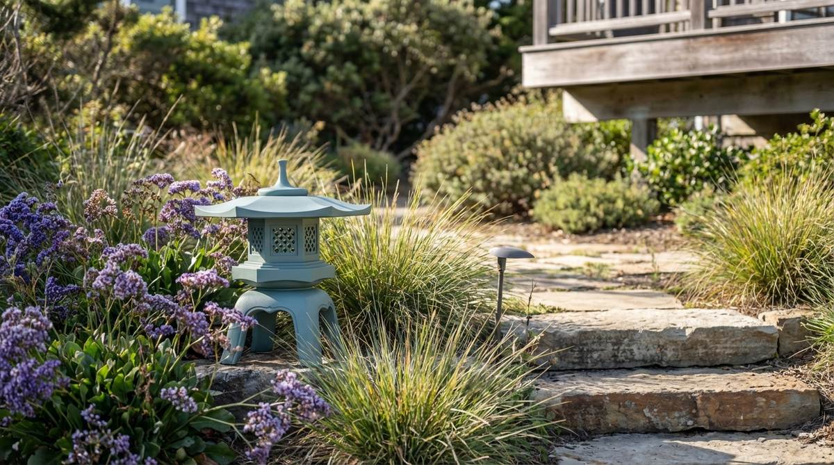A lightweight aluminum Japanese garden lantern with durable powder-coated finish in custom colors, ideal for coordinating with garden color schemes or architectural palettes. This corrosion-resistant lantern performs well in coastal environments and allows for playful reinterpretation of traditional forms while maintaining structural authenticity.