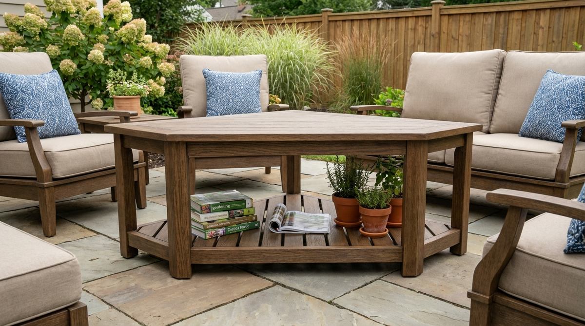 A cozy swing bench installed under a wooden pergola with weather-resistant cushions, showing proper installation with heavy-duty eye hooks for safe hanging.