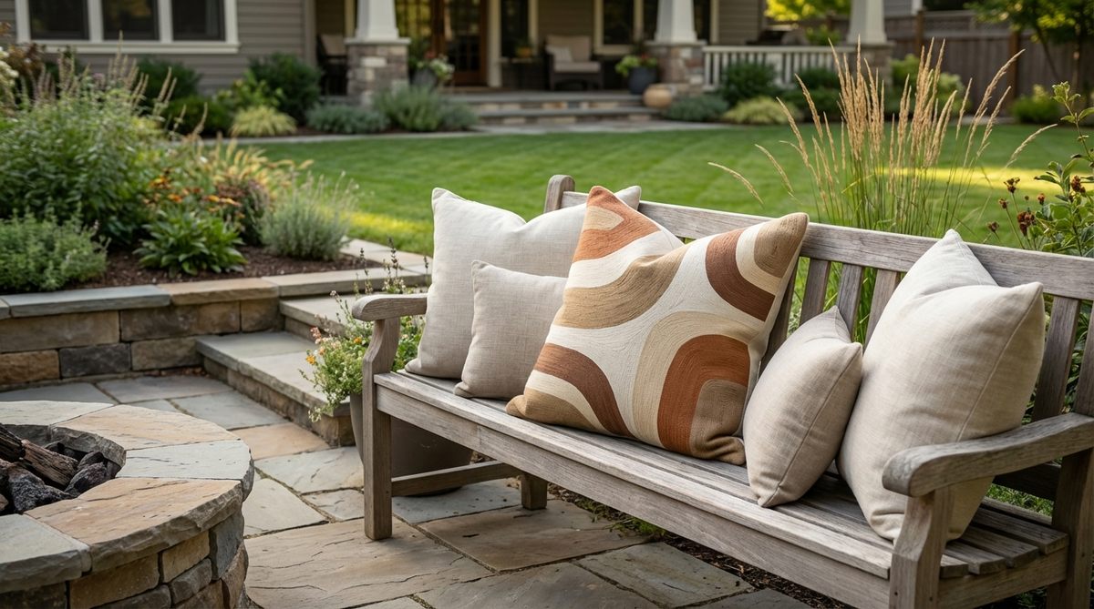 An asymmetric shaped accent pillow with irregular geometric or organic curved forms, designed to break visual monotony in boho decor pillow arrangements. It serves as a statement piece among traditional shapes, showcasing design confidence and intentional curation in home styling.