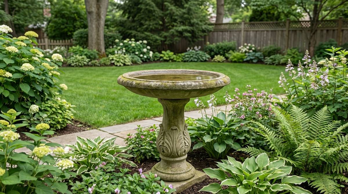A classic cast stone pedestal birdbath basin, designed as a vertical focal point for gardens. Features a shallow basin to attract songbirds, with a sculptural base showcasing carved details and proportional elegance. Made from frost-resistant stone for year-round durability, it provides a wildlife water source while developing a natural patina over time.