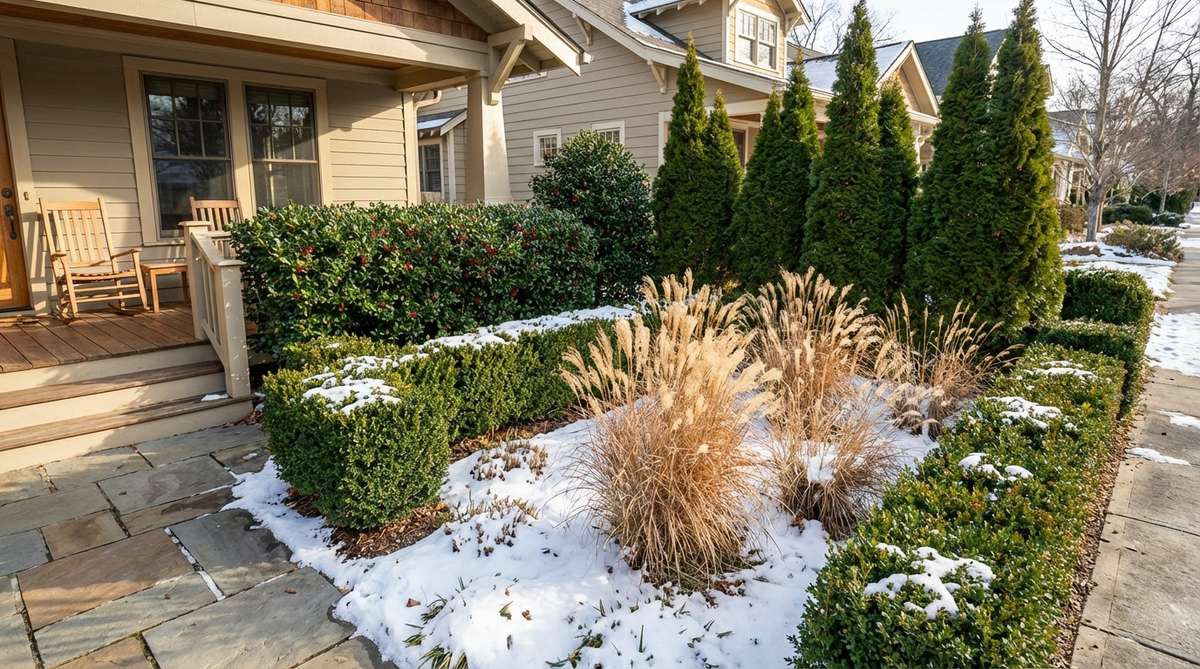 winter evergreen structure