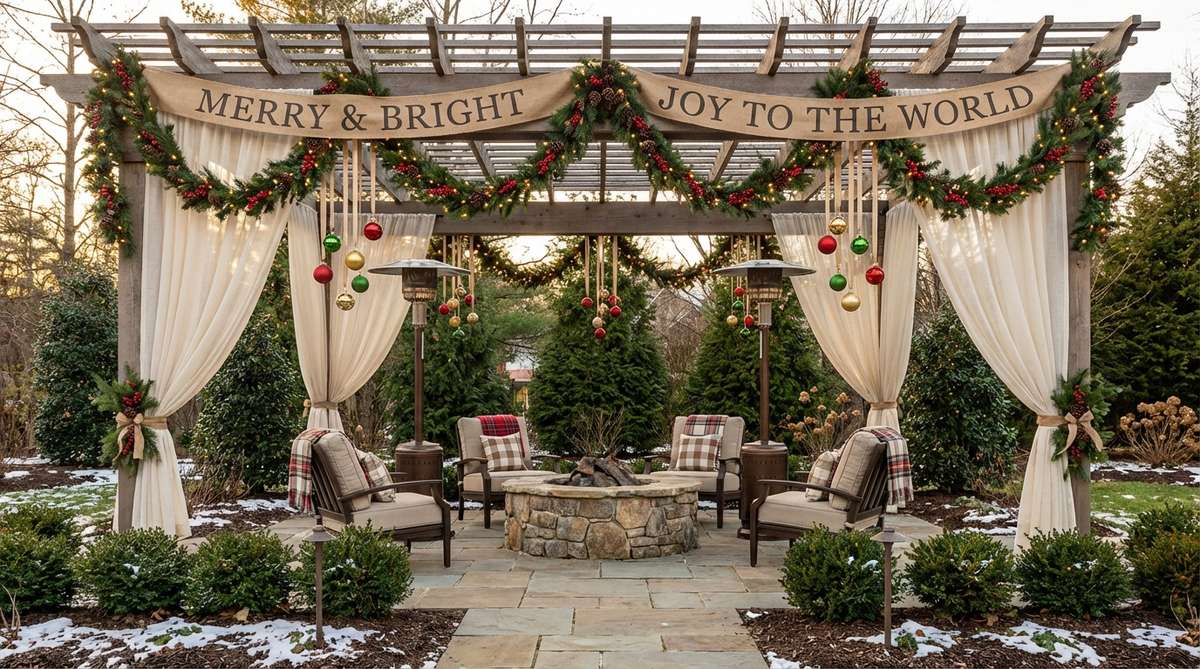 pergola overhead canopy draping