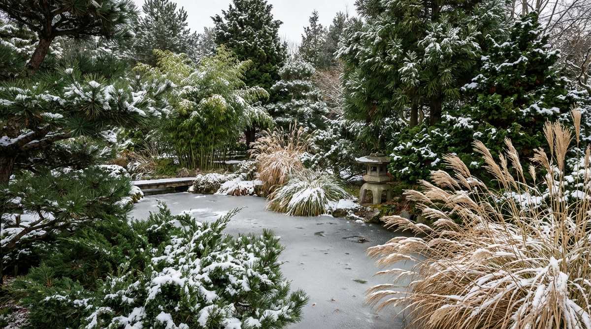 winter evergreen structure