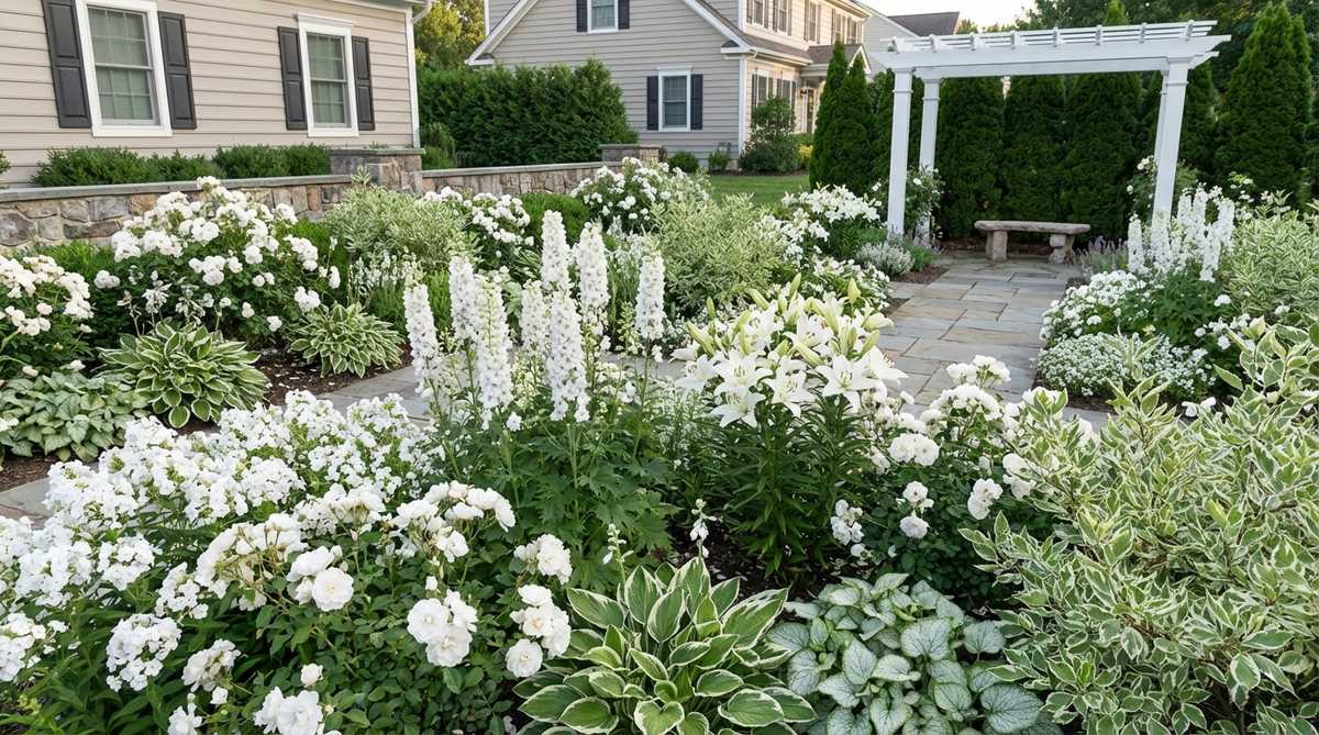 monochrome white garden