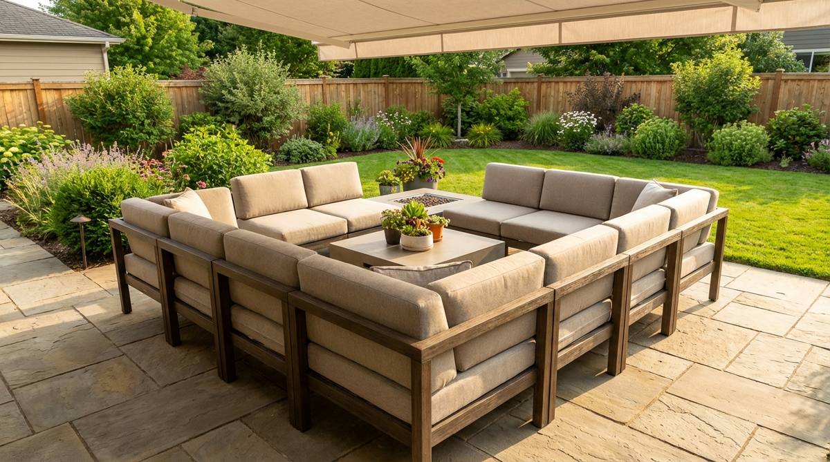 A versatile modular corner sectional designed for small gardens, featuring individual armless chairs and dedicated corner units with connecting brackets for customizable L-shaped configurations. Perfect for seasonal adjustments—expand for summer entertaining or contract for minimal winter setups. Uniform seat heights and depths ensure comfortable transitions between all modular sections.