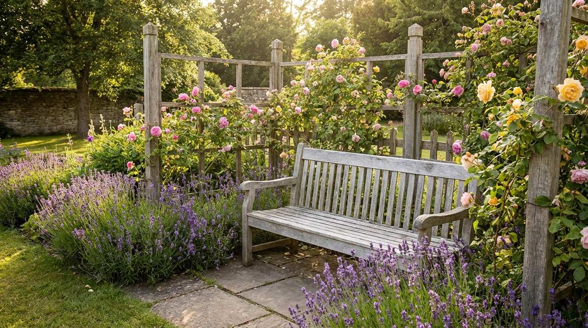 weathered wooden bench
