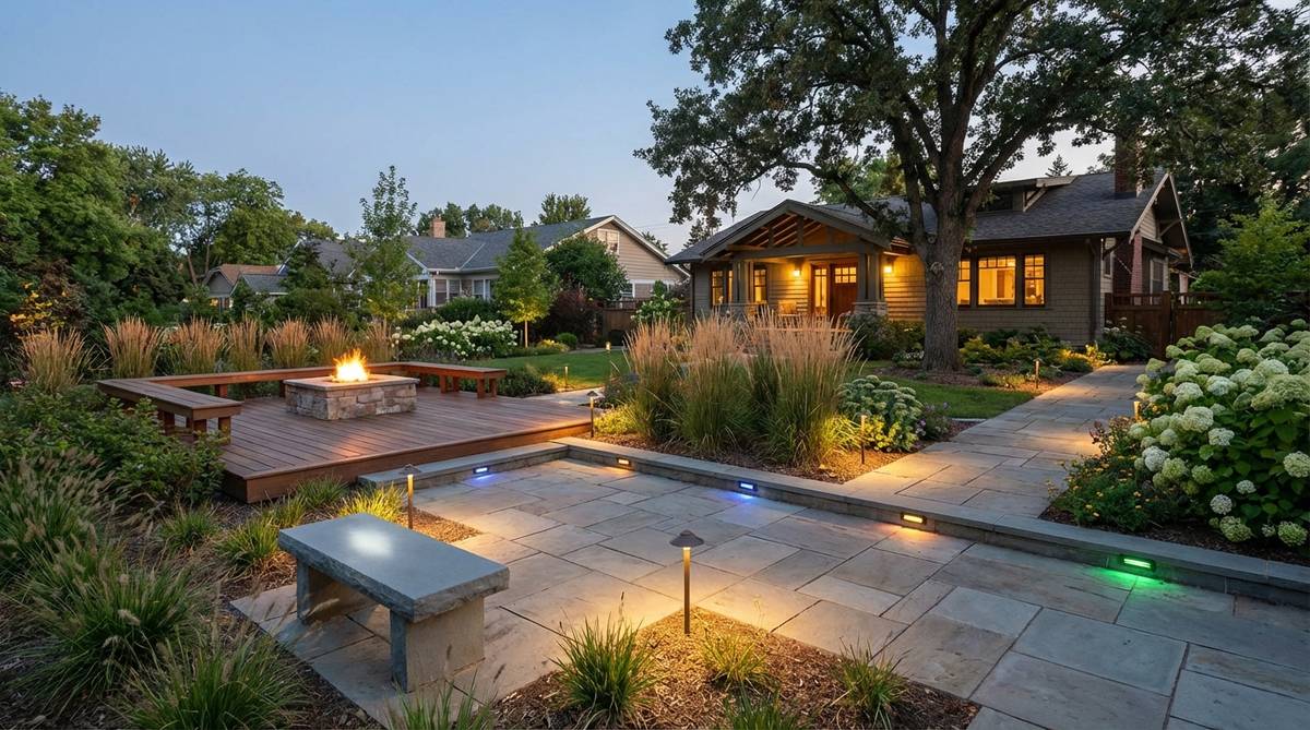 Smart motion-activated color garden lights that detect movement and change colors or brightness for both decorative and security purposes.