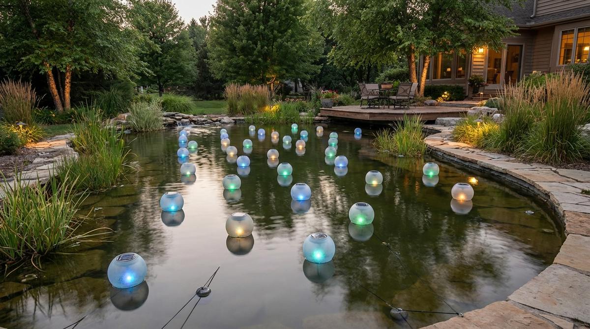 Buoyant spheres with internal solar cells drift across water surfaces, creating mobile light sources that shift with wind and current. The dynamic positioning produces ever-changing reflection patterns, with weighted anchors preventing migration beyond pond boundaries while allowing natural movement. Color-changing LEDs cycle through the spectrum or hold static hues, and the sealed construction withstands full submersion during wave action. This whimsical effect suits both naturalistic ponds and formal water features.