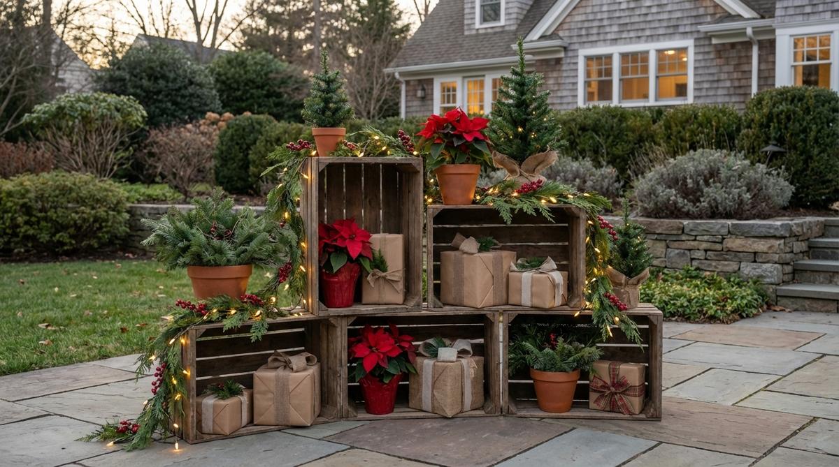 wooden crate stacked displays