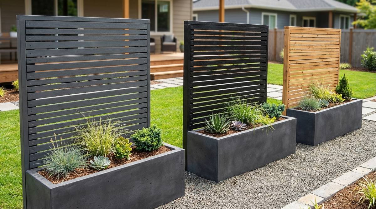 A contemporary horizontal slat panel design for mini garden fences, featuring thin boards with deliberate spacing to create linear patterns. This design elongates the visual perception of terrarium width, available in gray, black, or natural finishes to coordinate with industrial and Scandinavian trends. Ideal for use as a backdrop in rectangular containers to highlight specimen plants.