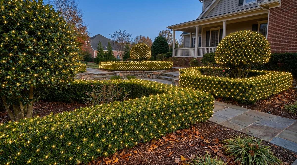 net lighting for shrub coverage